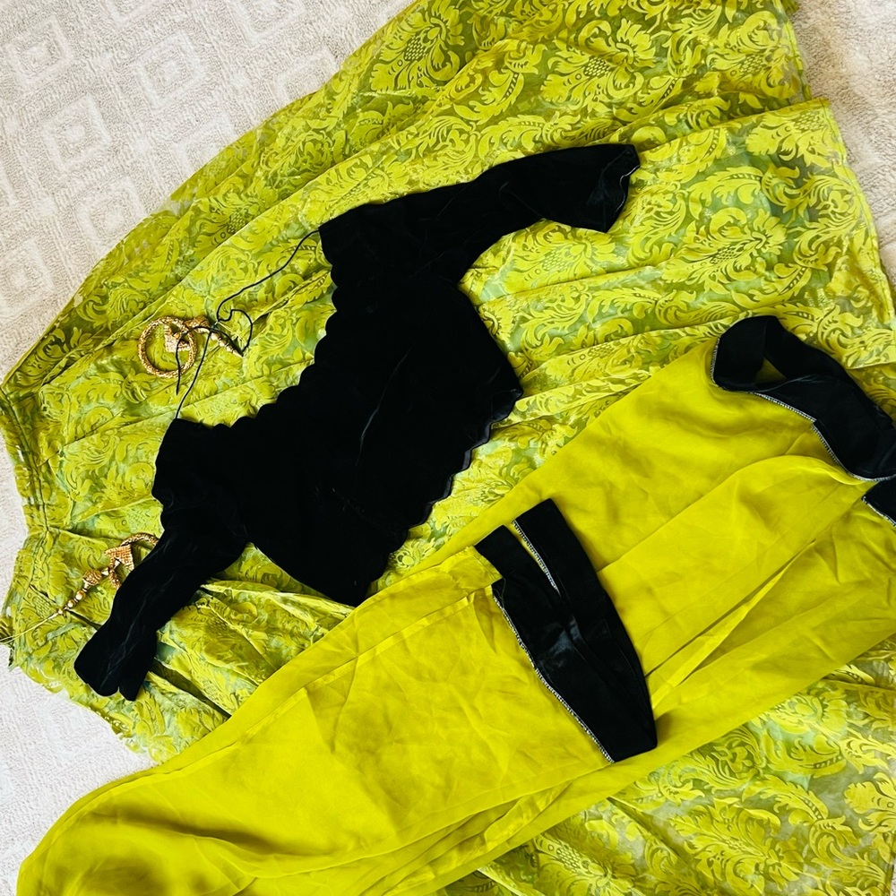 Black and Lime Green Traditional Outfit
